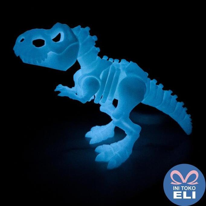 Mainan Anak Dino Dinosaurus T-Rex Triceratops Spinosaurus Fosil Glow In The Dark Reptil Artikulasi R
