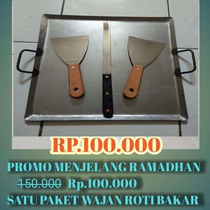 Wajan Set Roti Bakar Plus Pisau Roti dan Kape Putih 35cm X 35cm Baja Kitchenware