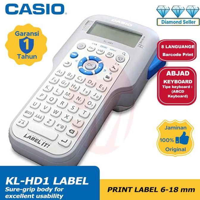 Label Mesin Casio KL-HD1 PRINTING LABEL Cetak Nama Barcode Portable