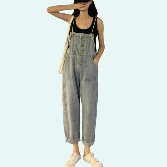 TERBARU 0051 Overall Celana Kulot Denim Wanita Korea