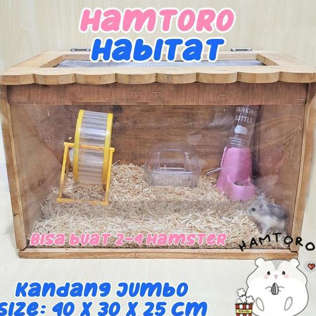 Hamtoro Habitat Kandang Landak Tebal Jumbo Alami Kayu Hamsterlandak Mini