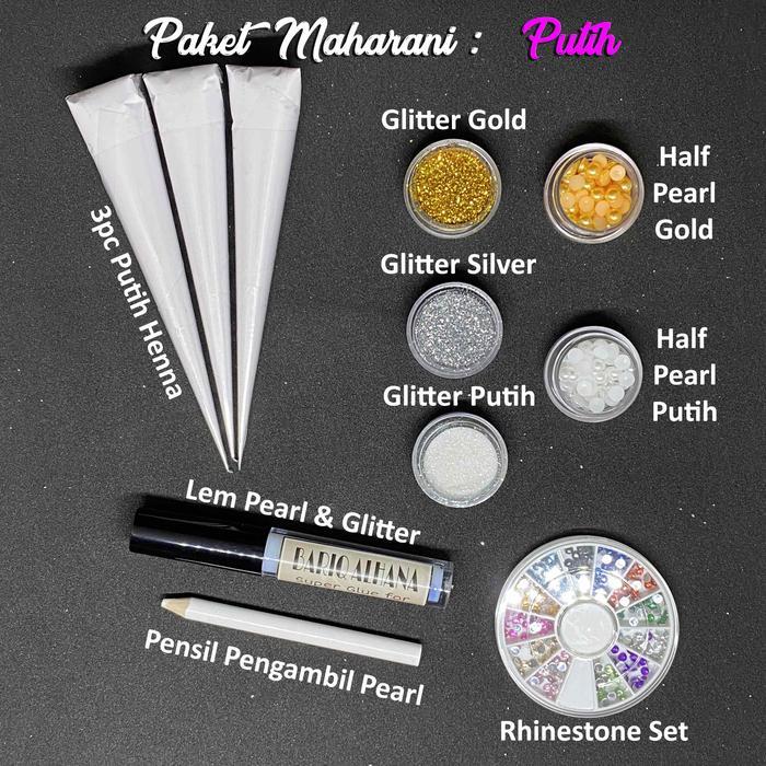 Paket Maharani Henna Putih Henna Mix Henna Komplit - Paket Maharani Putih