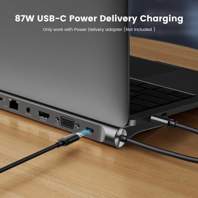 Docktion Usb Hub Type C Adapter 11 In 1 Hdmi 1080P Aux Card Reader
