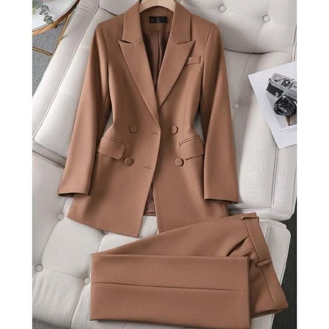 PREMIUM / [Alana] Setelan Blazer & Celana Kerja Wanita/One Set Blazer Kantor Wanita Model Kancing 4 