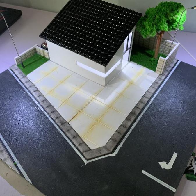 Diorama rumah - Maket, Hotwheels, Mini GT, dll. Dengan Lampu
