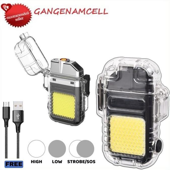 ESWANE Alat Bantu Pematik Elektrik USB Dengan Senter LED 3 Mode / Waterproof Electric Lighter Flashl