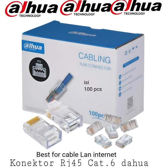 Kelnew- Konektor Lan Pin Rj 45 Cat.6 DahuaKonektor Pin Cat.6 Dahua Isi 100Pcs