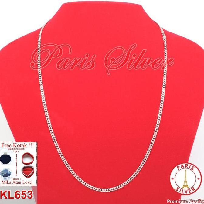 Kalung Perak Pria Asli Model Sisik Naga Silver 925 Lapis Emas Putih Panjang Rantai Untuk Cowok Cowo