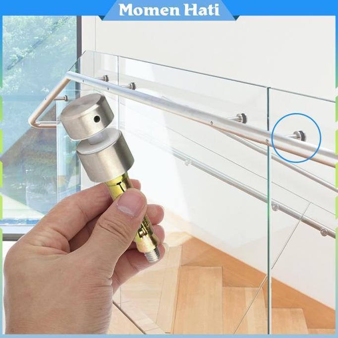 AYOBAKUL Penjepit Kaca Railing Tembok / Tembok Stainless 304 Konektor Baut / Baut Skrup Tembok