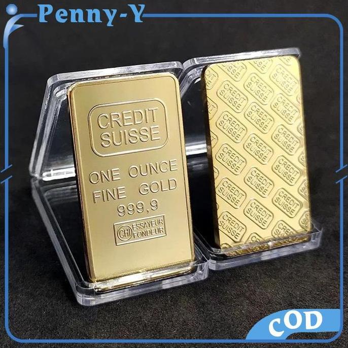PODAMANS Koin Souvenir Emas Credit Suisse Gold Bar Replica Replika Emas Murni