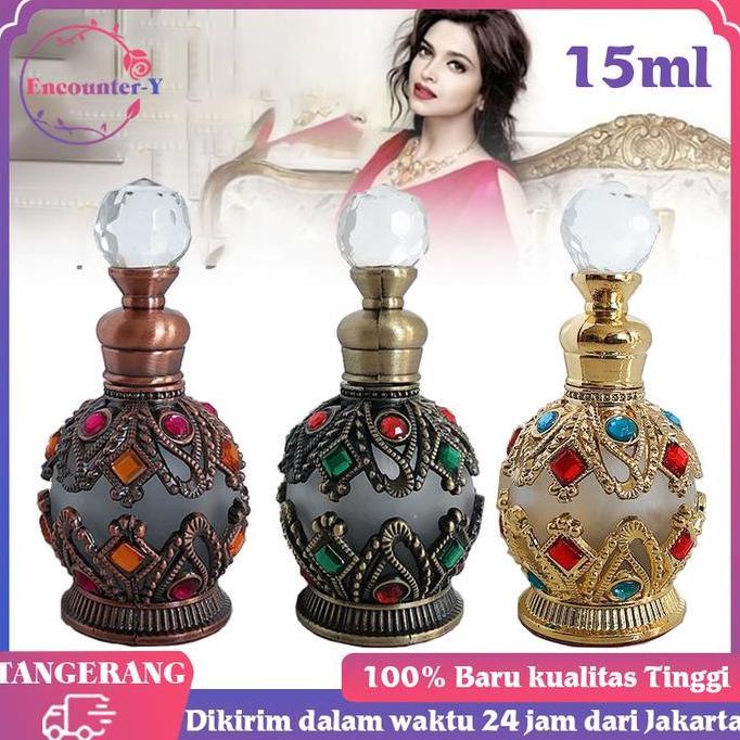 YUTUSAKA Botol Parfum Kosong Bahan Metal Gaya Arab 15ml Botol Parfum Gaya Arab