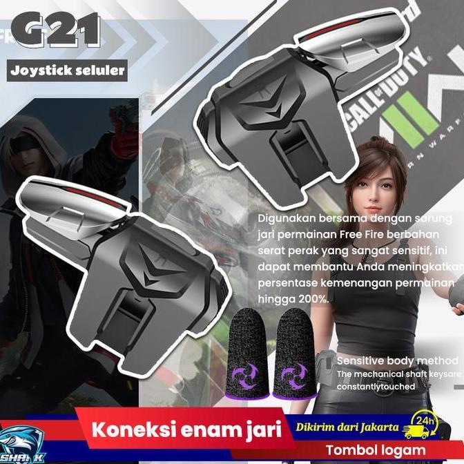 BlueWow G21 Mobile Gaming Controller - 6-Button Metal Trigger Joystick for FPS Games
