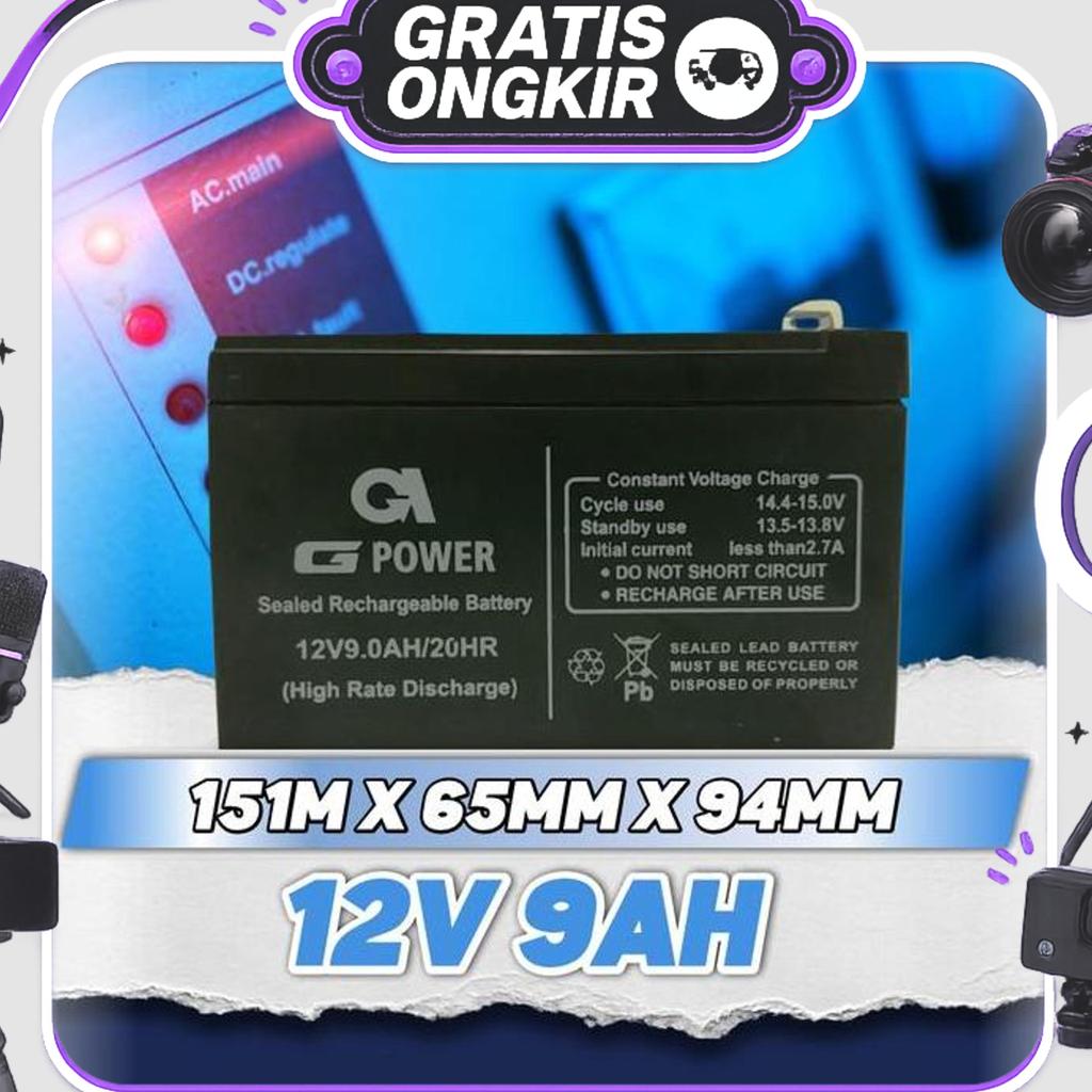 Aki Ups Gpower 12V 9Ah Baterai Ups Battery Aki Kering Batere Ups Vrla