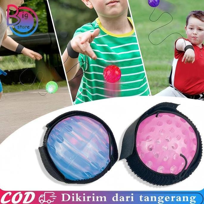 LEKCTROM Mainan Lempar Bola LED Mainan Bola Karet Mainan Anak Bola Lempar Mainan Bola Pantul Lampu K