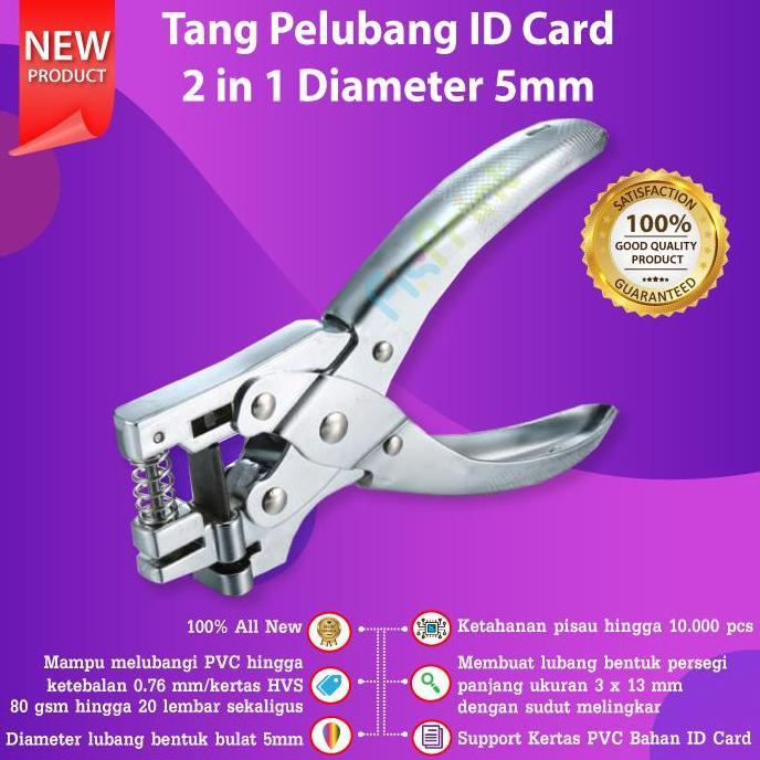 Tang Pelubang ID Card 2 In 1 Diameter 5mm Alat Plong Kertas PVC 5mm