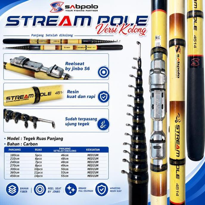 NEW TEGEK Sabpolo Stream Pole KOLONG Joran Pancing tegek