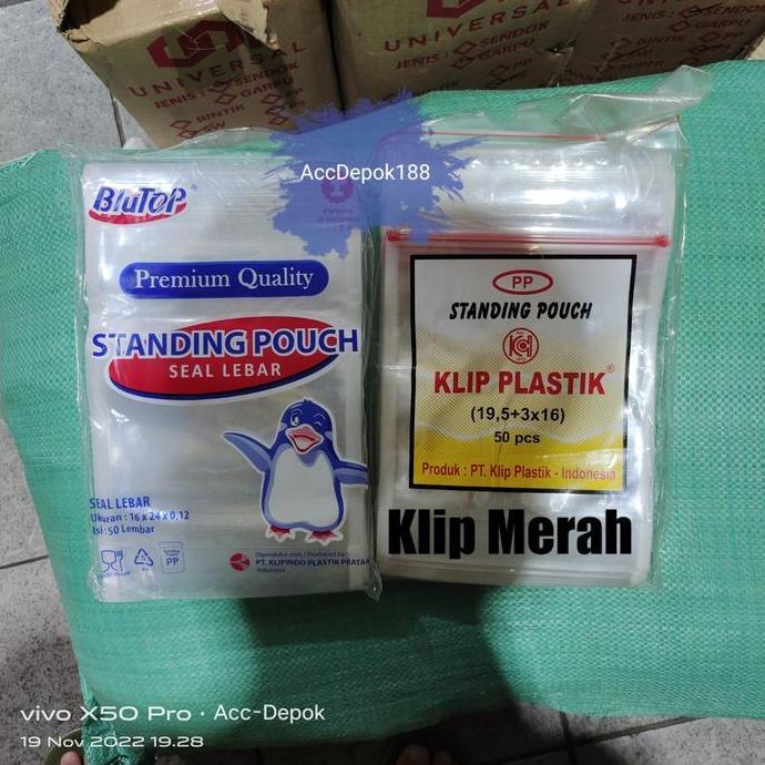 Things- Plastik Klip Standing Pouch Klip Merah / Plastik Kerupuk Tebal Berdiri