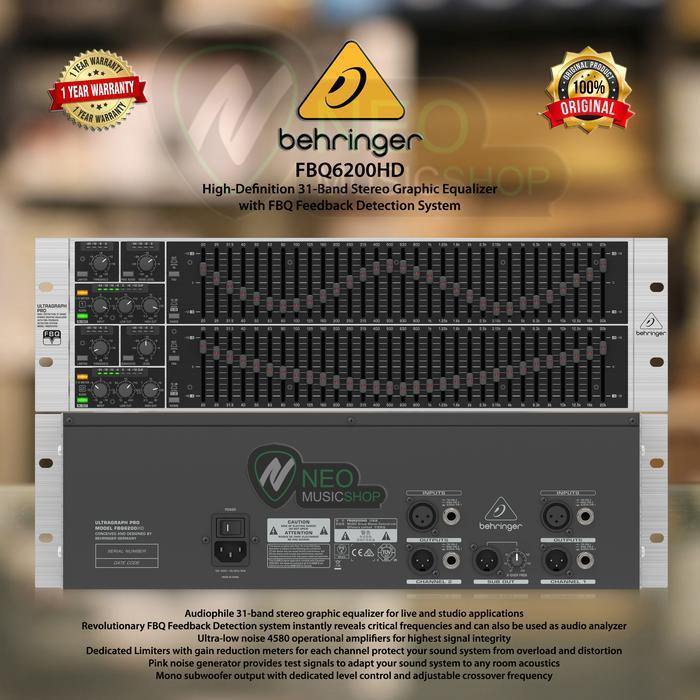 BEHRINGER FBQ6200HD 31-BAND STEREO GRAPHIC EQUALIZER ORIGINAL ORIGINAL DAN TERPERCAYA