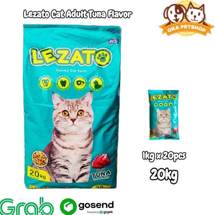Promo makanan kucing Lezato 20kg/gojek