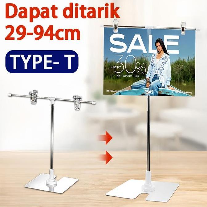 EYAMUY Tripod Banner T Meja / Stand Banner Display Meja / Standing Poster Jepit