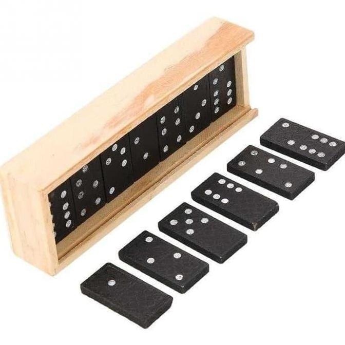 MVR Domino Kayu Balok Gaple Game Kartu QQ Isi 28pcs Kartu Domino Tebal