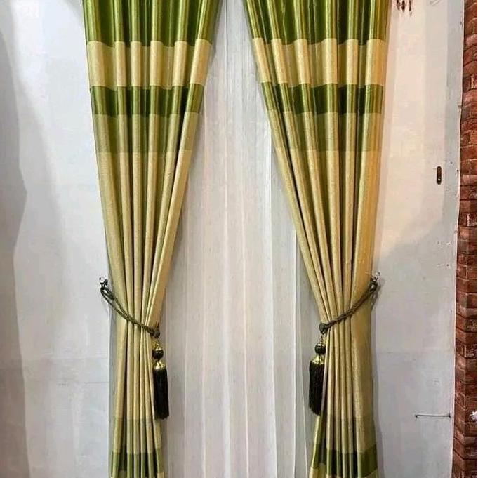 Sala - Gordeng Blackout Minimalis  Rainbow Hijau |  Gorden Import Kombinasi Warna | Korden Jendela |