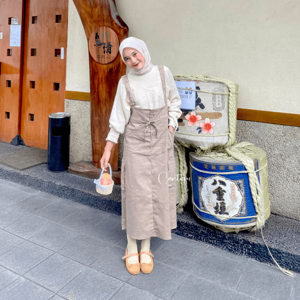 OVERALL NAJMA // JUMPSUIT WANITA ROK CARGO DEWASA PANJANG JUMBO XXXL