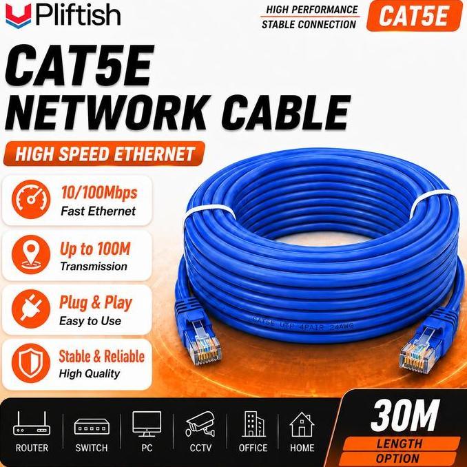 Kabel LAN Cat5 30M Outdoor Indoor Kabel Patch Cord UTP  RJ45 CAT5 Komputer Broadband 100MBS LAN Cabl