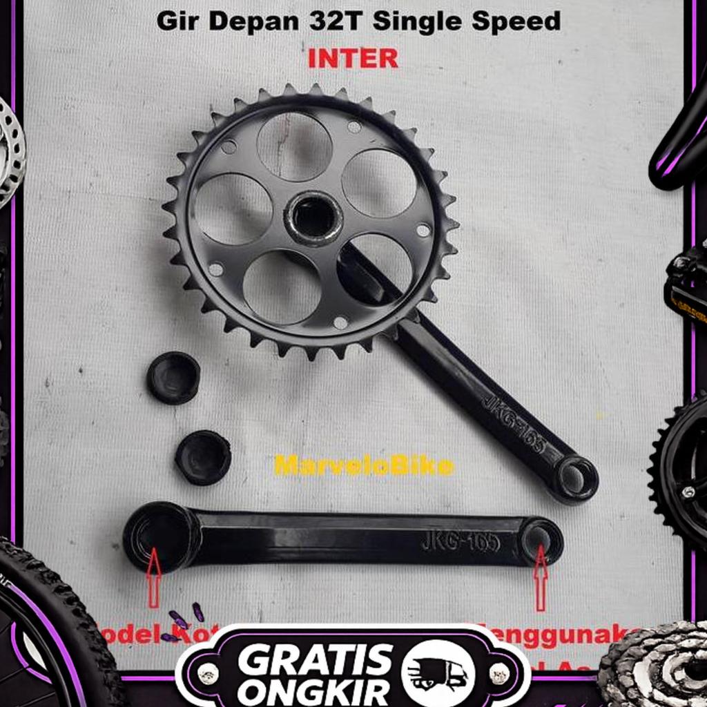 Crank Gir Depan Sepeda 32T Single Speed Merk Inter