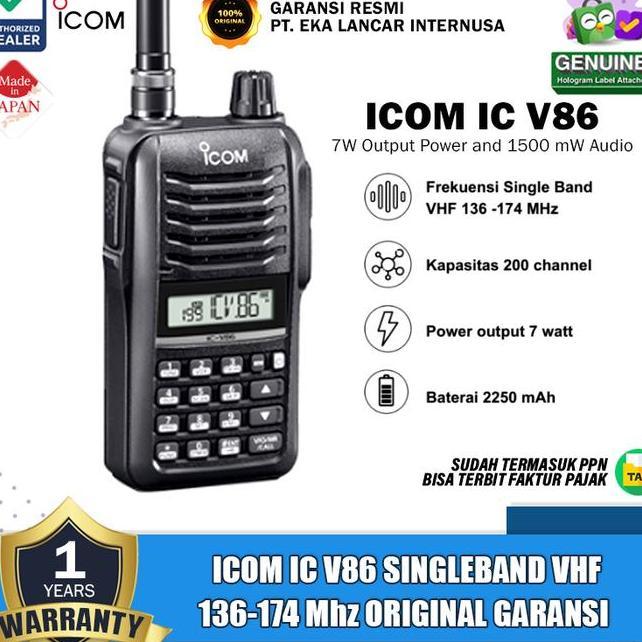 Icom Ic V86 V 86 Singleband Vhf 136174Mhz Ht Icom V86 V86 Up To 7Watt Ht Icom Garansi Resmi