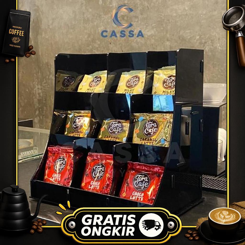 Rak Kopi Instan Sachet Dan Snack Organizer Akrilik - 9 Slot