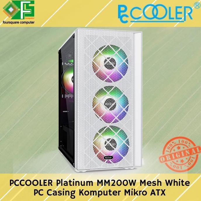 TERMURAH - PC Casing Gaming PCCOOLER Platinum MM200 MESH Putih | Casing Komputer