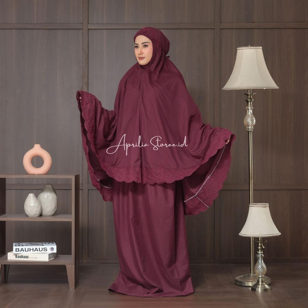 Mukena Dewasa Jumbo Katun Premium Full Bordir Siti Khadijah Mewah Cantik By Aprilia Store