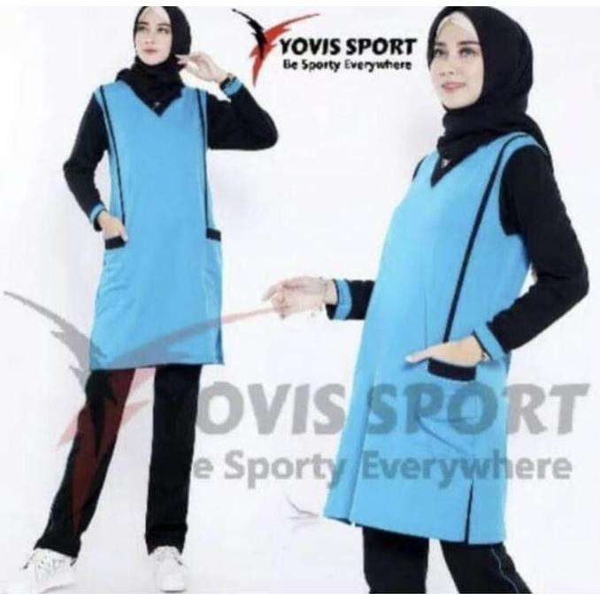 setelan senam tunik wanita / setelan senam yovis /setelan senam yoga / setelan aerobic Muslim Sport 