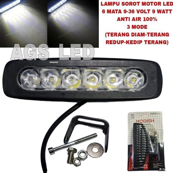 Lampu Sorot Motor Led 6 Mata 3 Mode / Lampu Tembak Motor Led 6 Mata / Lampu Sorot 3 Mode 6 Led Lurus