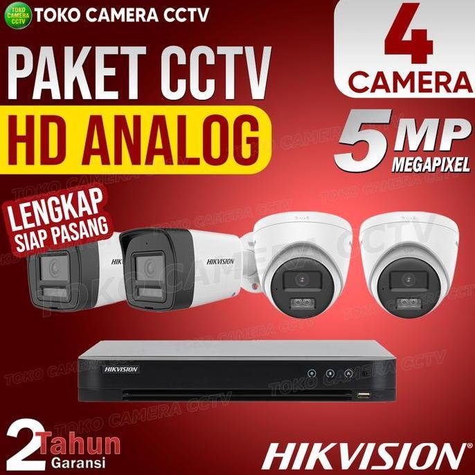 PAKET CCTV ANALOG HIKVISION 5MP 4 CHANNEL 4 KAMERA