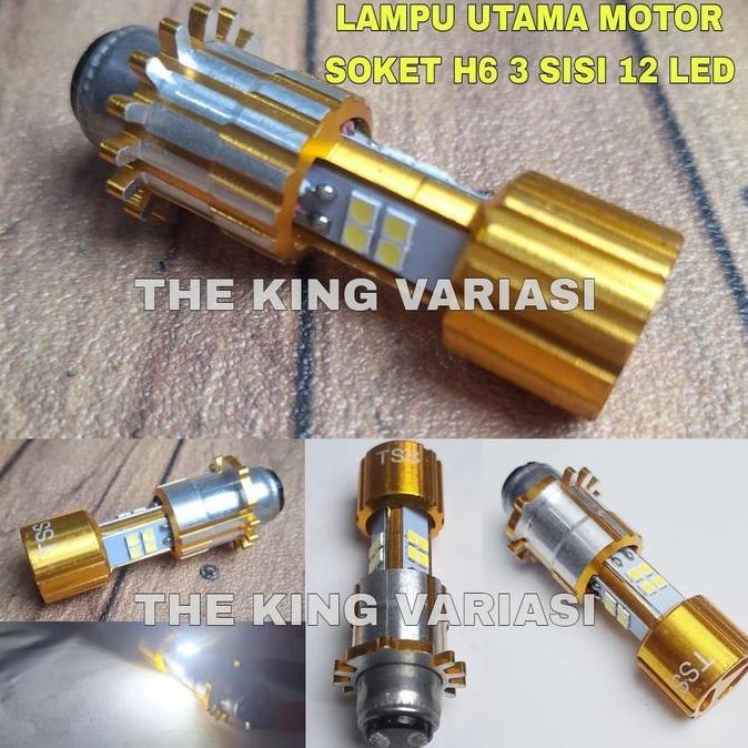 Lampu Utama Motor Soket H6 3 Sisi 12 Ked Cahaya Putih / Lampu Utama Motor H6 Hi Low Cahaya Putih / L