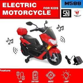 CHICKLEP Mainan Motor listrik anak Cowok aki NMAX PMB RAID M588 3 4 5 6 tahun