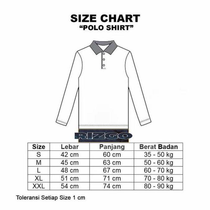 Rizgo - Polo Shirt Panjang Polos Cream Kaos Kerah T-Shirt Unisex Katun Pria