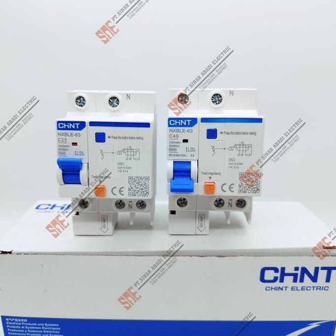 RCBO / ELCB Chint 1P + N Phase 25A 40A NXBLE-63 MCB