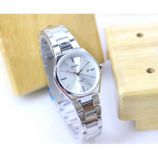 Jam tangan wanita Alba classic GW-272HC balok rantai tanggal aktif free box