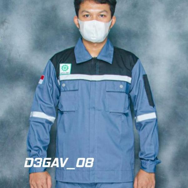 Wearpack kerja,baju safety,wearpack safety atasan abu kombinasi hitam