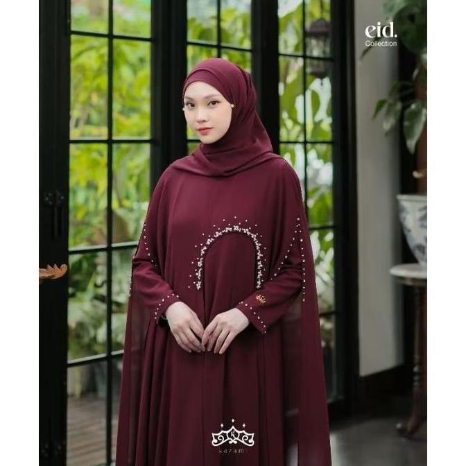 Luna abaya turky polos simple bahan ceruty babydoll aplikasi payet mutiara gamis abaya putih hitam w