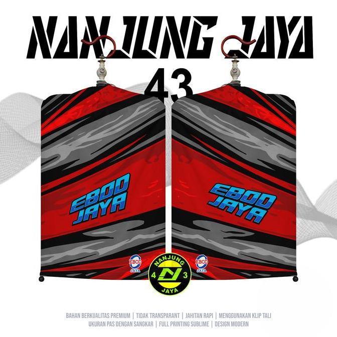 KERODONG FULL PRINTING SANGKAR KOTAK - EBOD MERAH BIRU murah