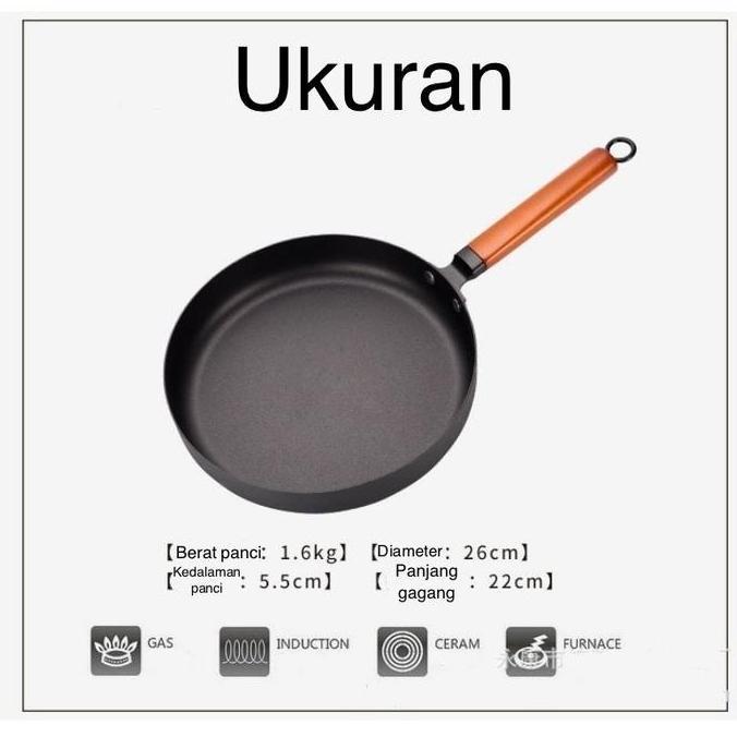 TWOVAN [COD] ES Wajan Penggorengan Panci Sup Wokpan Tahan Lengket Penutup Kaca Gagang Kayu (Satuan b