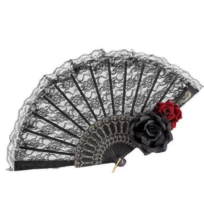 WASEUKA Kipas Tangan Lipat Bahan Lace Kipas Retro Gaya Kipas Lipat Pesta Renda  Jepang Gadis Peri