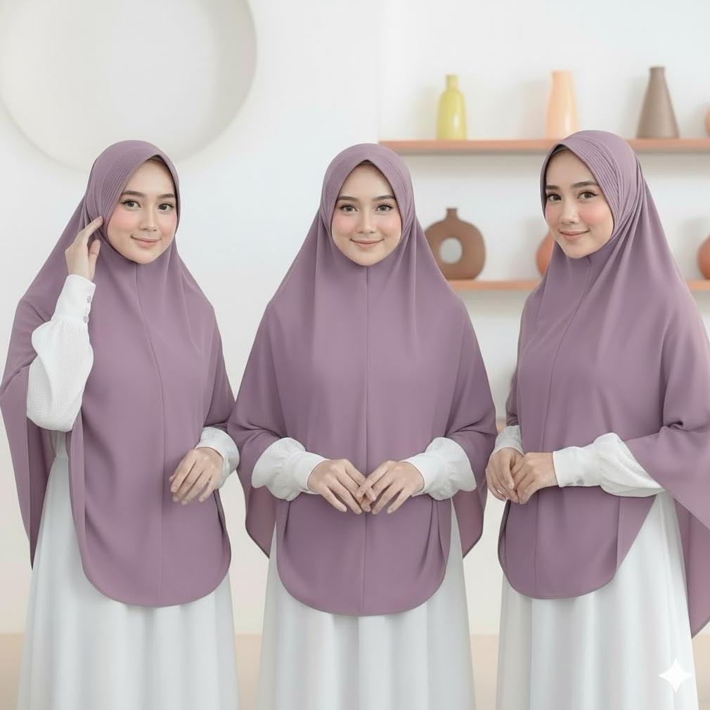 TERMURAH Khimar Jumbo XXL Bergo Instan Jersey Tebal Adem, Tidak Menerawang