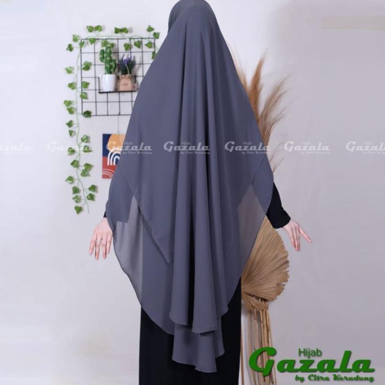 PREMIUM Khimar Ceruty Double Layer Model V Shape Lancip Segitiga Softpad antem bahan Ceruty Babydoll
