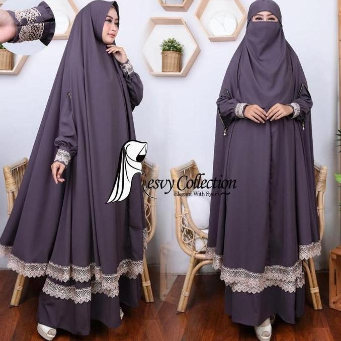 alya set FULL lengkap+ cadar resvy collection gamis mewah elegant