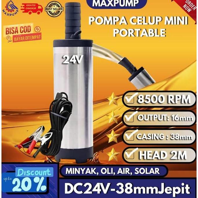 BERGARANSI MAXPUMP POMPA CELUP SOLAR MINI DC 24V SUBMERSIBLE PUMP MESIN POMPA MINYAK SOLAR 24 VOLT 3